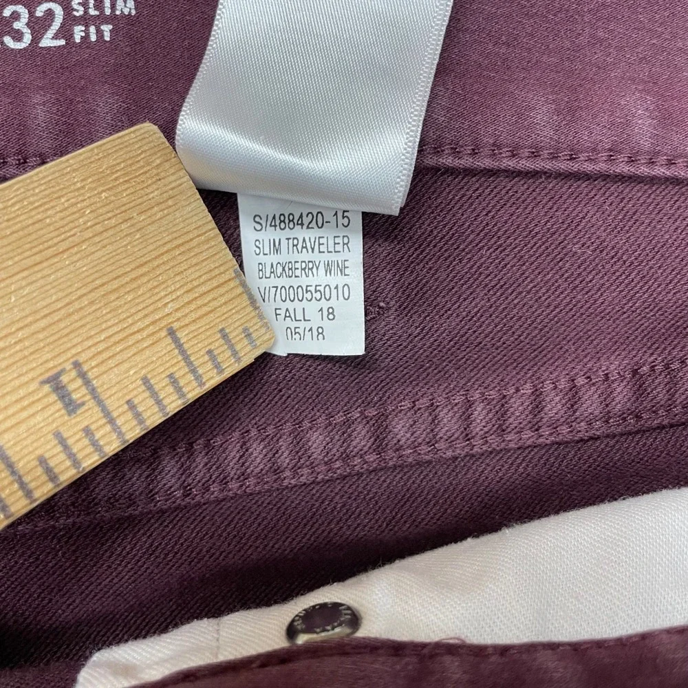 Banana Republic Slim Traveler Pants Mens 38x32 Blackberry Wine S/488420-15 FAIR